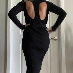 Zara Black Turtleneck Dress with Open Back M